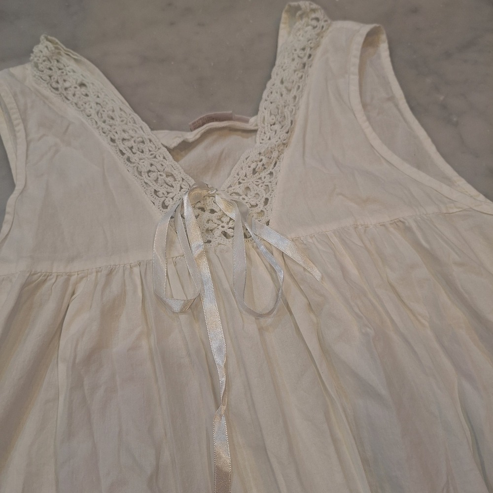 Taleen Nightgown Med Cotton Crochet Lace Trim Sleep Dress Loungewear Cottagecore